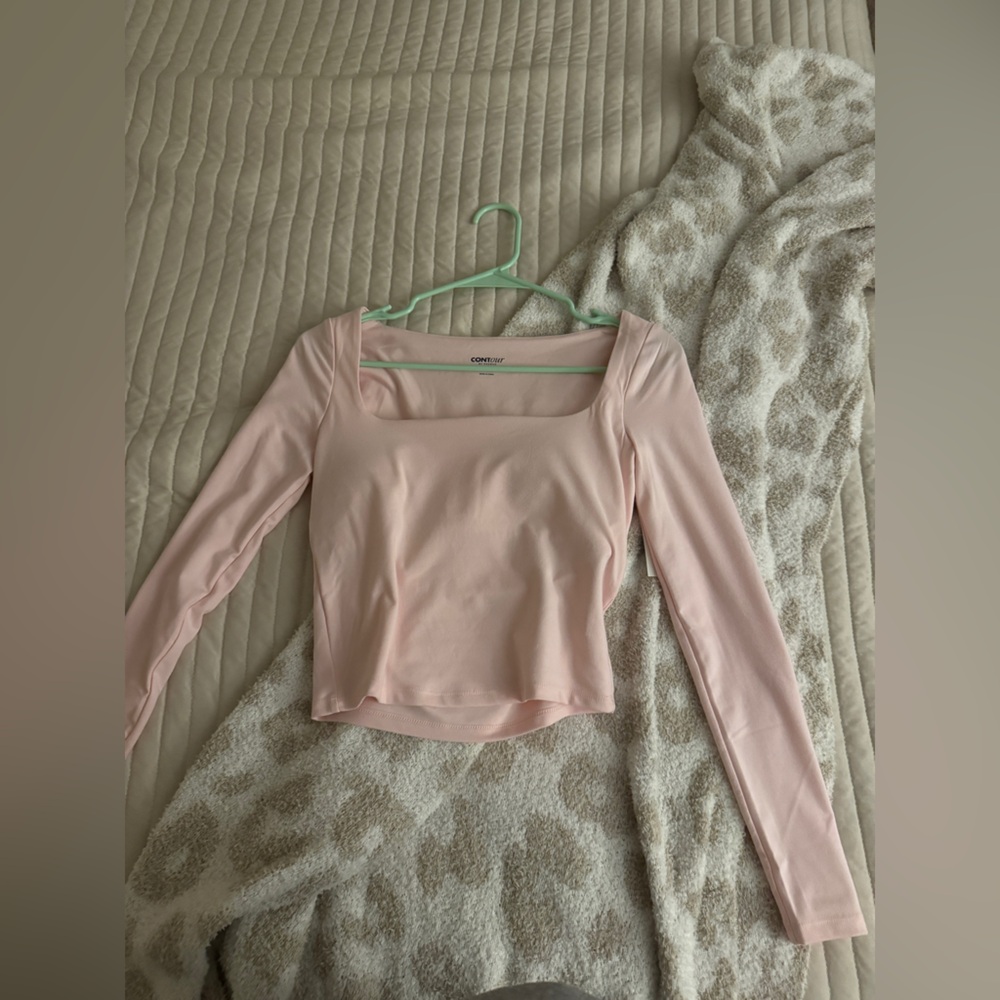 PacSun Light Pink Long Sleeve Square Neck Top